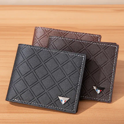 Retro PU Leather Slim Wallet for Short Men with Coin Pocket