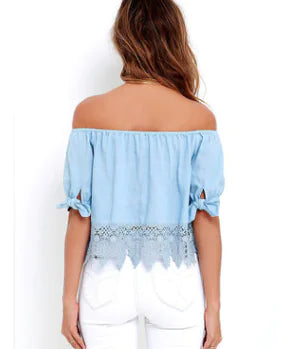 Off-Shoulder Ruffle Hem Blouse