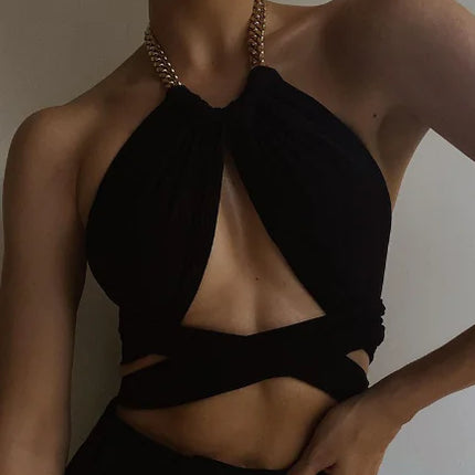 Women's Halter Backless Tank Top with Straps