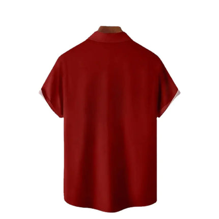Men's Striped Color Block Casual Lapel Short Sleeve Shirt