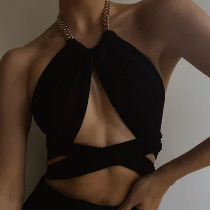 Women's Halter Backless Tank Top with Straps