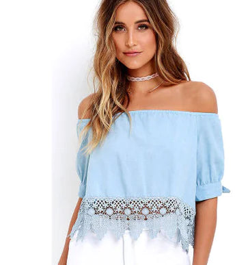 Off-Shoulder Ruffle Hem Blouse