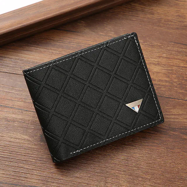 Retro PU Leather Slim Wallet for Short Men with Coin Pocket