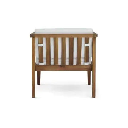 Outdoor 4-Seater Acacia Wood Chat Set With Coffee Table With Cushions, Teak And Beige