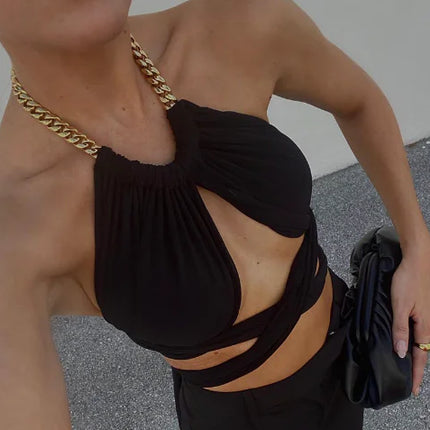 Women's Halter Backless Tank Top with Straps