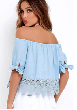 Off-Shoulder Ruffle Hem Blouse