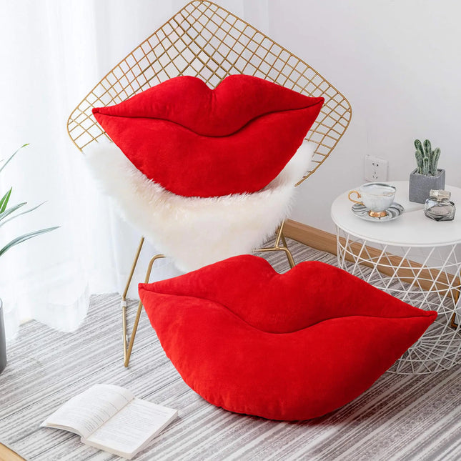 Lip-Shaped Throw Pillow