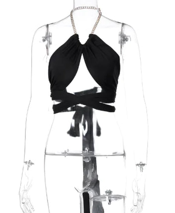 Women's Halter Backless Tank Top with Straps