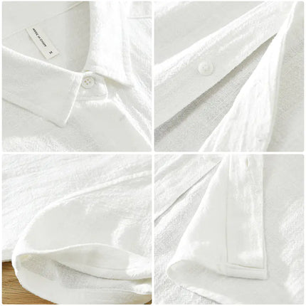 Men's Cotton Linen Short Sleeve Shirt - Vintage Style
