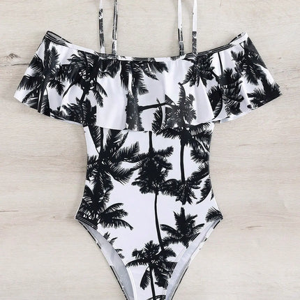 Women's High Waist Slim Pattern Swimming Trunks