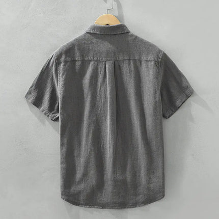Men's Cotton Linen Short Sleeve Shirt - Vintage Style