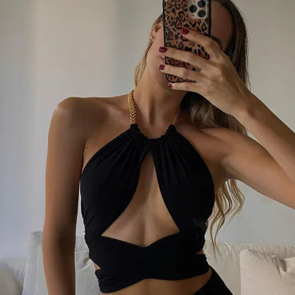 Women's Halter Backless Tank Top with Straps