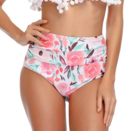 Women's High Waist Slim Pattern Swimming Trunks
