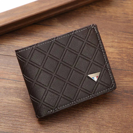 Retro PU Leather Slim Wallet for Short Men with Coin Pocket
