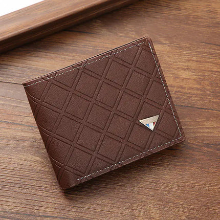 Retro PU Leather Slim Wallet for Short Men with Coin Pocket